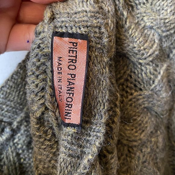 Pietro Pianforini alpaca blend cableknit cardigan sweater gray yellow women 42/x - Picture 7 of 7